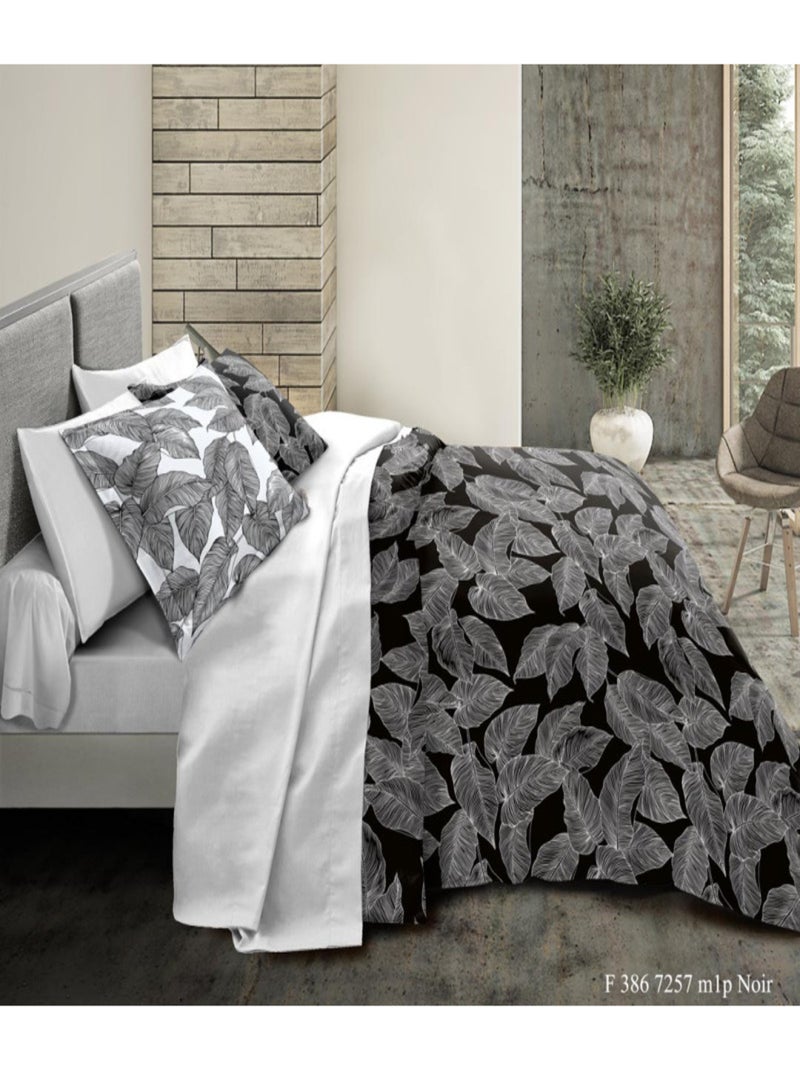 Pack complet Amazonie housse de couette pour lit 140 x 190 cm 100% coton / 57 fils/cm² Noir - Kiabi