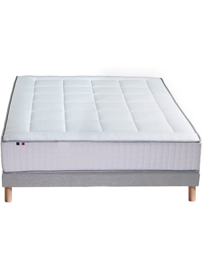 Pack complet avec matelas 28 BELLAGIO 2, sommier, oreillers et couette Blanc Gris - Kiabi