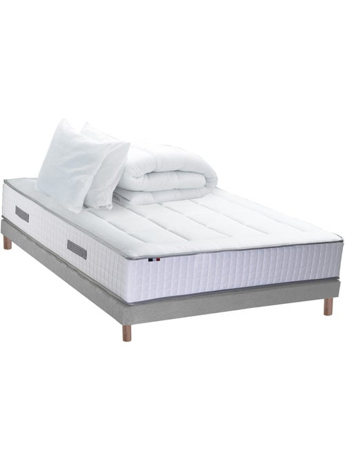 Pack complet avec matelas 28 cm BELLAGIO 2, sommier, oreillers et couette - 2x80 x 200 cm - Kiabi