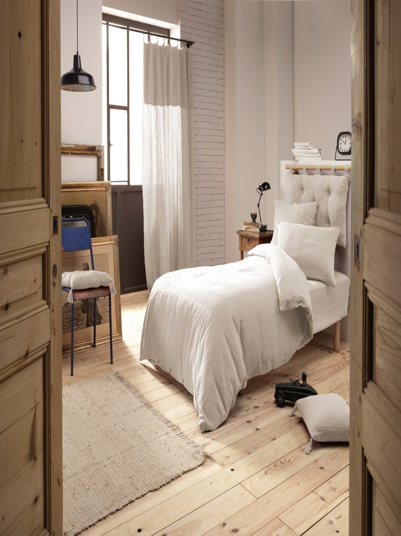 Pack complet Housse de couette - L'effet papillon - 100% gaze de coton 125 gr/m² Gris taupe - Kiabi