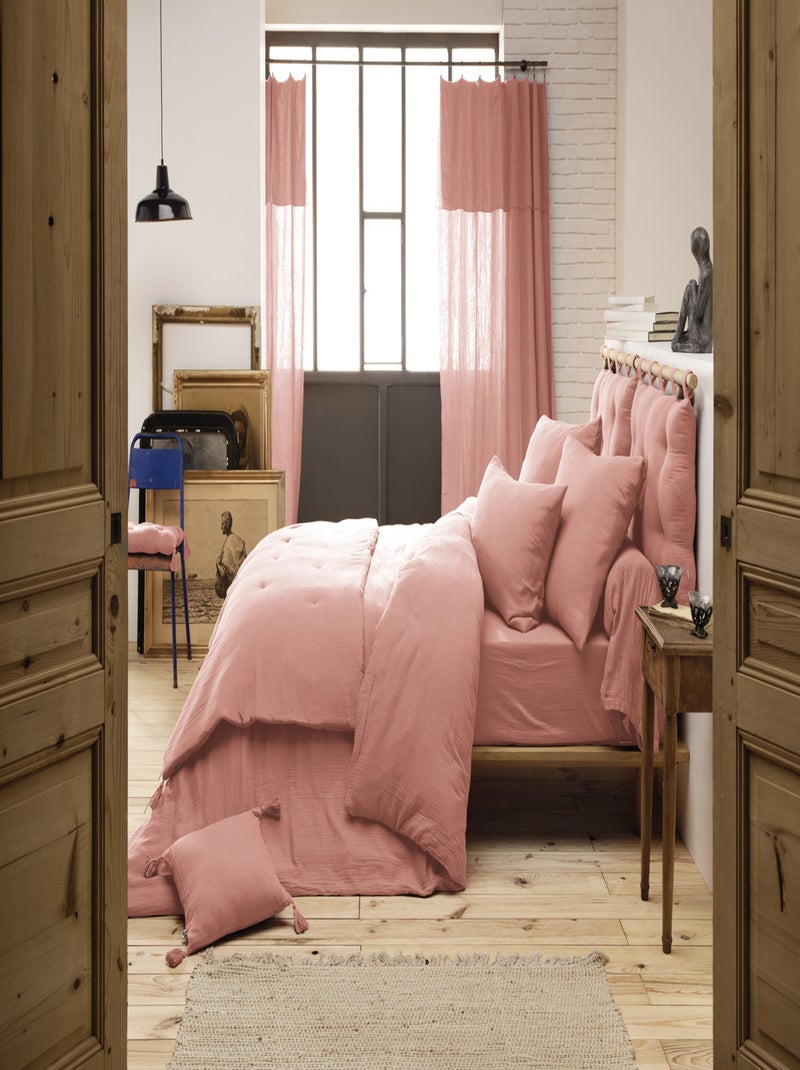 Pack complet Housse de couette - L'effet papillon - 100% gaze de coton 125 gr/m² Peche - Kiabi