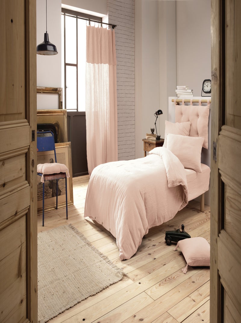 Pack complet Housse de couette - L'effet papillon - 100% gaze de coton 125 gr/m² Rose clair - Kiabi