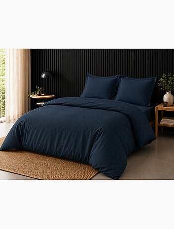 Pack complet housse de couette percale 78 fils pour lit 140 x 190 cm