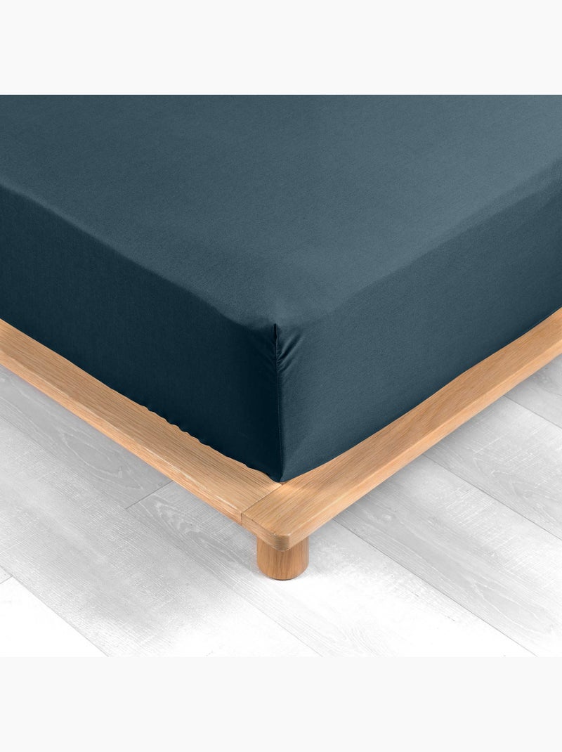 Pack complet housse de couette percale 78 fils pour lit 140 x 190 cm Bleu nuit - Kiabi