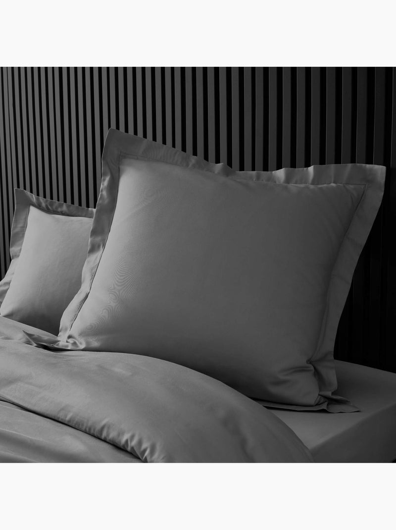 Pack complet housse de couette percale 78 fils pour lit 140 x 190 cm gris anthracite - Kiabi