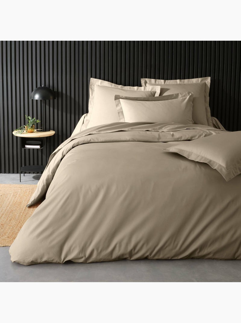 Pack complet housse de couette percale 78 fils pour lit 140 x 190 cm Sable - Kiabi