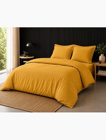 Pack complet housse de couette percale 78 fils pour lit 140 x 190 cm