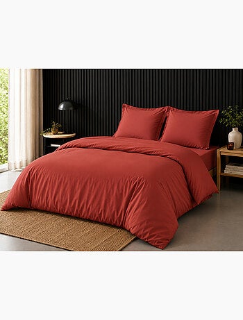 Pack complet housse de couette percale 78 fils pour lit 140 x 190 cm
