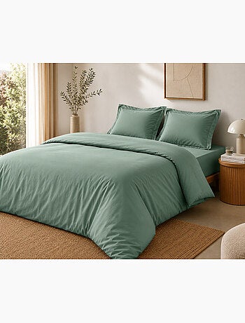 Pack complet housse de couette percale 78 fils pour lit 140 x 190 cm