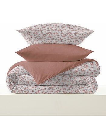 Pack complet housse de couette réversible – Drap housse – 100% coton