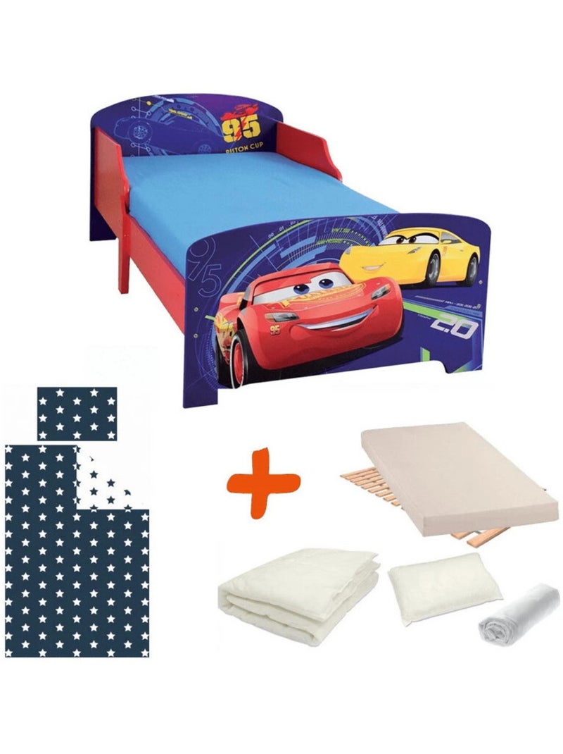 Pack complet Premium Lit Cars 3 Disney Lit+Matelas & Parure+Couette+Oreiller Rouge - Kiabi