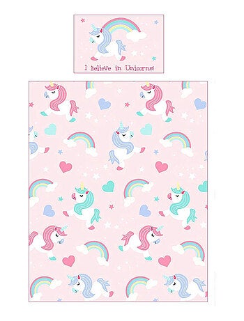 Pack complet Premium Lit enfant Licorne Lit+Matelas & Parure+Couette+Oreiller