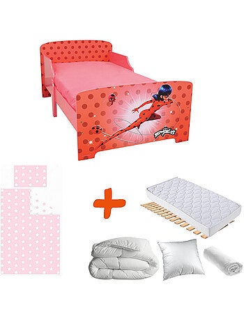 Pack complet Premium Lit junior 140 cm Miraculous Lit+Matelas & Parure+Couette+Oreiller