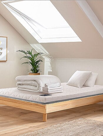 Pack complet sommier 160x200 , matelas, linge de lit, couette et oreillers