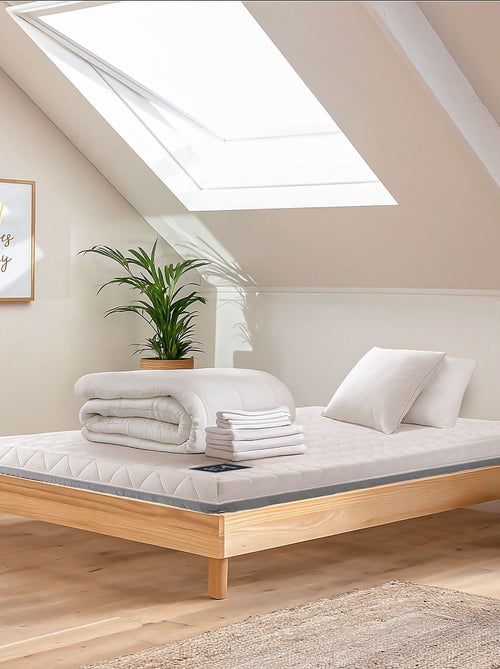 Pack complet sommier 160x200 , matelas, linge de lit, couette et oreillers - Kiabi