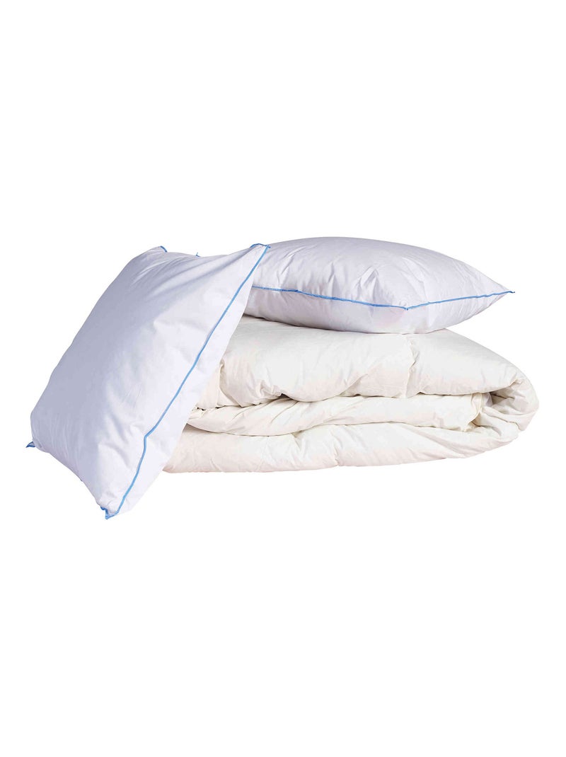 Pack couette confort oreiller 30% duvet 260x240 Ecru - Kiabi
