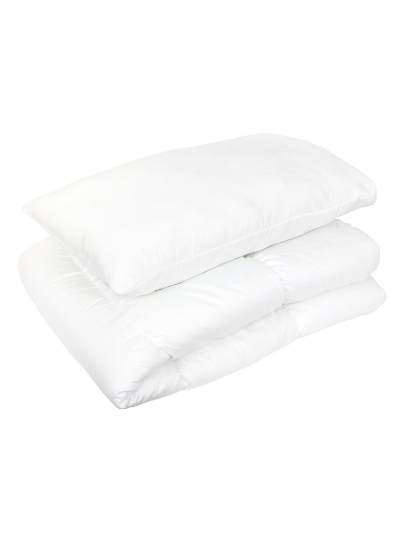 Pack couette et oreiller GAVROCHE polyester Fibre polyester Léger (été) Polyester Blanc - Kiabi