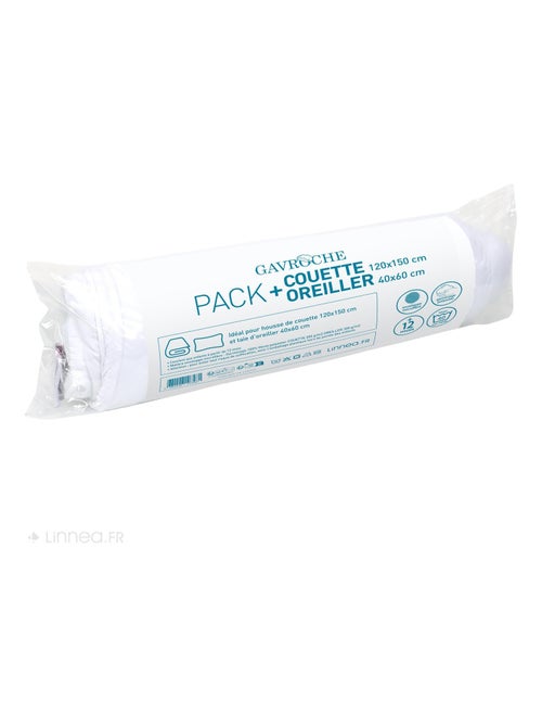 Pack couette et oreiller GAVROCHE polyester Fibre polyester Léger (été) Polyester - Kiabi
