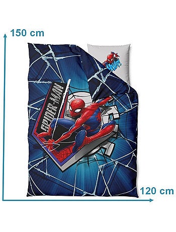 Pack Couette Oreiller Junior et Parure de lit Spiderman -120x150 cm