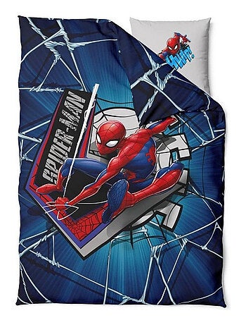 Pack Couette Oreiller Junior et Parure de lit Spiderman -120x150 cm