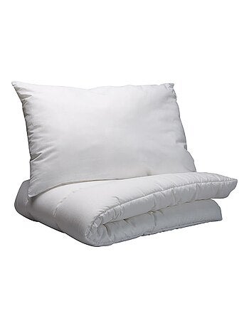 Pack couette/oreiller antiacariens coton blanc 80x120 cm (bébé)