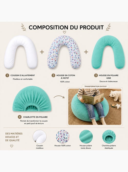 Pack Coussin de Maternit? XXL - 2 Housses + Charlotte - Id?al Grossesse et Allaitement - Kiabi