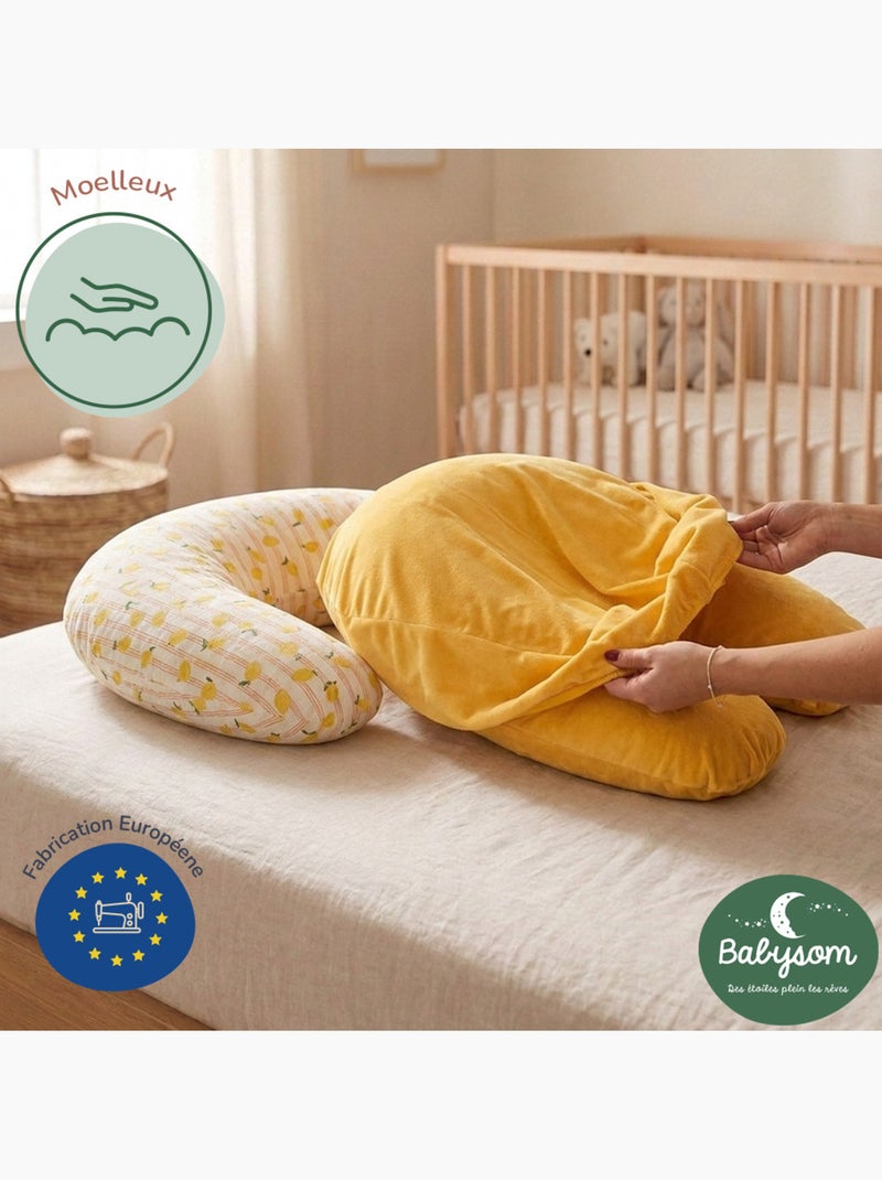 Pack Coussin de Maternit? XXL - 2 Housses + Charlotte - Id?al Grossesse et Allaitement Jaune - Kiabi