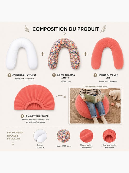Pack Coussin de Maternit? XXL - 2 Housses + Charlotte - Id?al Grossesse et Allaitement - Kiabi