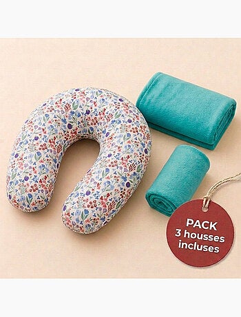 Pack Coussin de Maternité XXL - 2 Housses + Charlotte - Idéal Grossesse et Allaitement