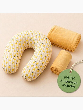 Pack Coussin de Maternité XXL - 2 Housses + Charlotte - Idéal Grossesse et Allaitement