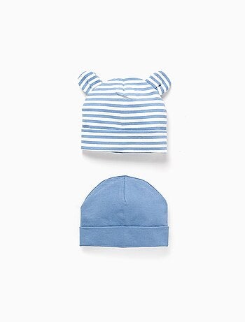Pack de 2 bonnets unis/rayés