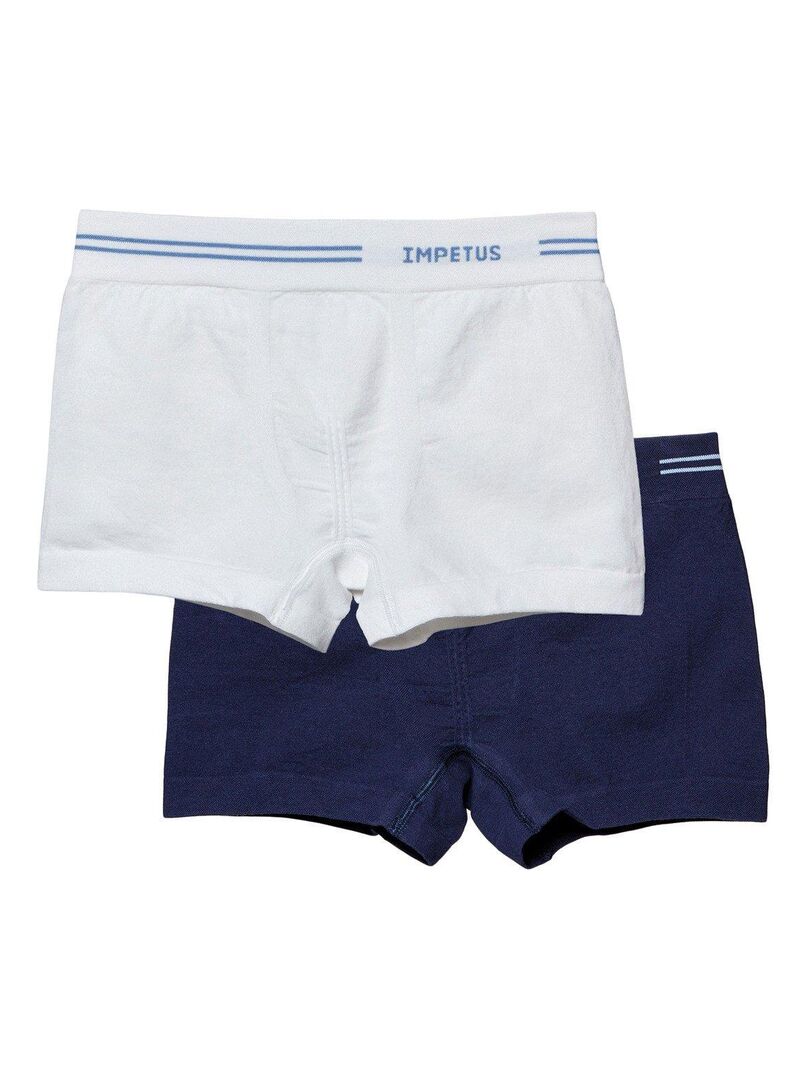 Pack de 2 boxers en coton sans coutures Seamless Bleu - Kiabi