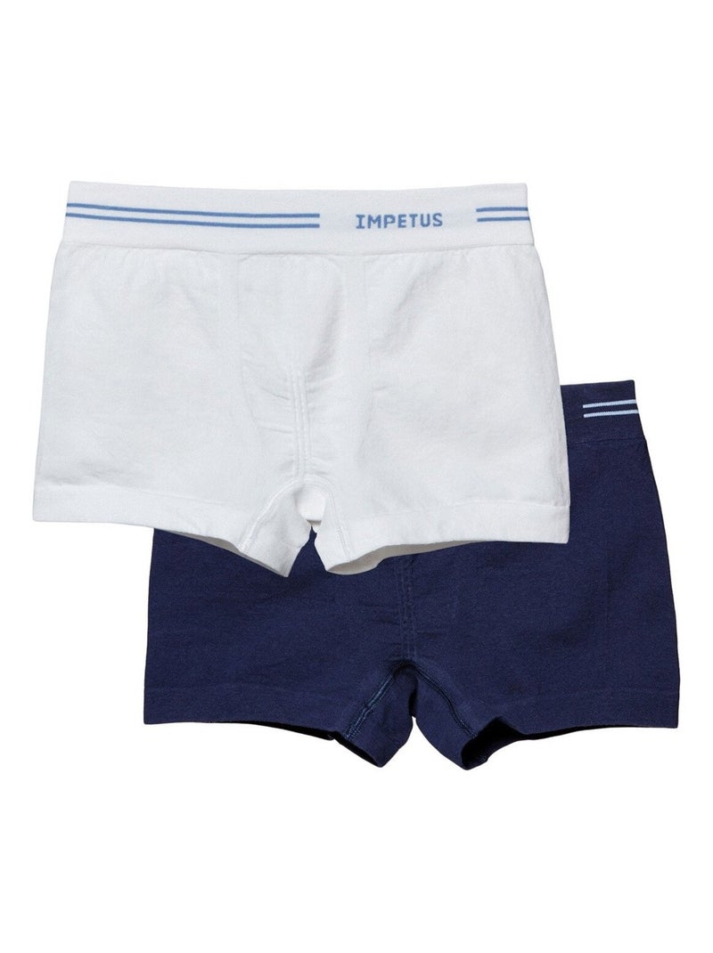 Pack de 2 boxers en coton sans coutures Seamless Bleu - Kiabi