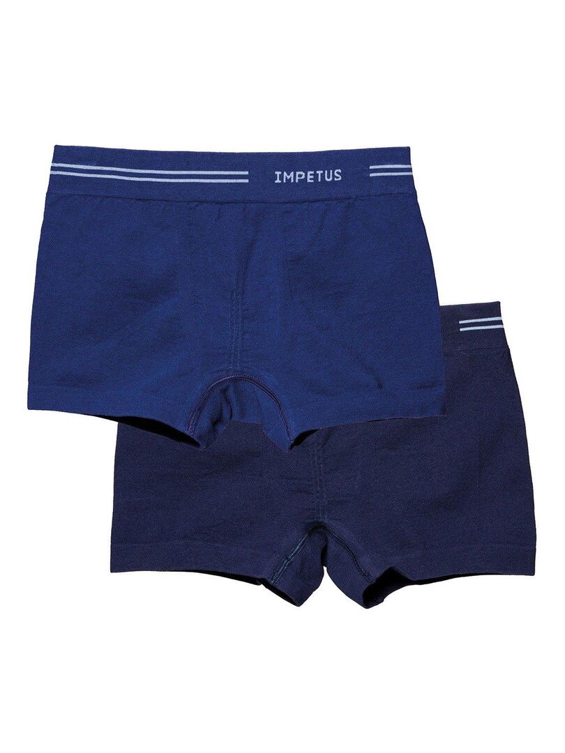 Pack de 2 boxers en coton sans coutures Seamless Bleu - Kiabi