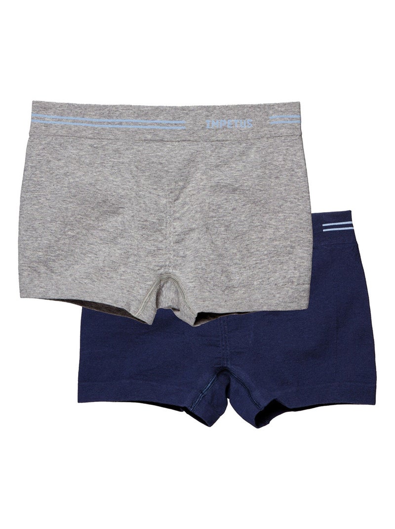 Pack de 2 boxers en coton sans coutures Seamless Gris - Kiabi