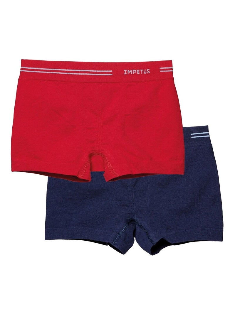 Pack de 2 boxers en coton sans coutures Seamless Rouge - Kiabi