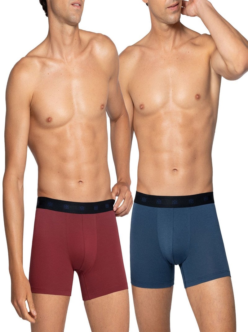 Pack de 2 boxers en coton uni Rouge - Kiabi