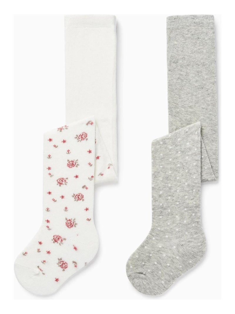 Pack de 2 Collants en Tricot pour Bébé Fille 'Roses'   LITERATURE CLUB Multicolore - Kiabi