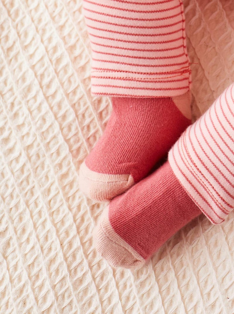 Pack de 2 paires de chaussettes en coton, Rose - Kiabi