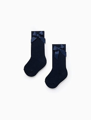 Pack de 2 paires de chaussettes hautes côtelées avec nœud