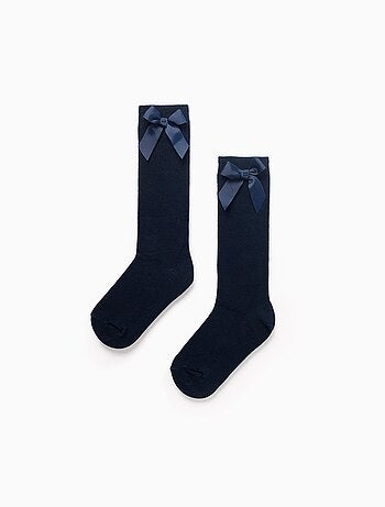 Pack de 2 paires de chaussettes hautes côtelées avec nœud
