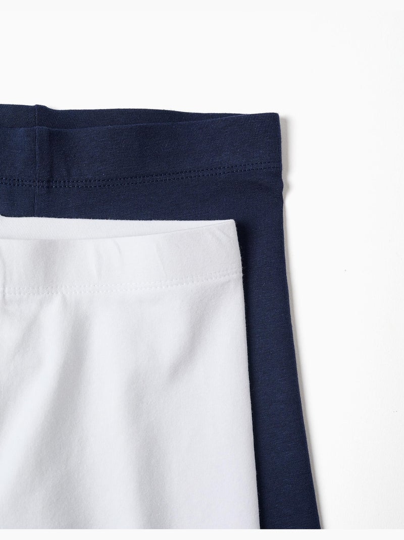 Pack de 2 paires de leggings en coton Bleu Blanc - Kiabi