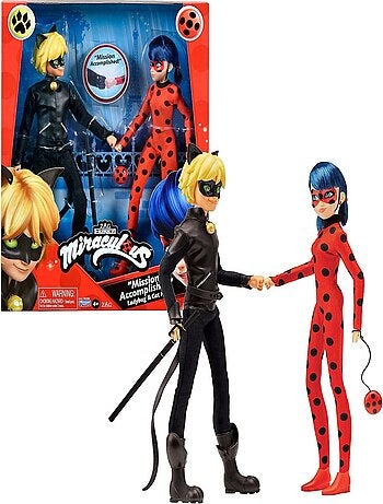 Pack De 2 Poupées Miraculous Ladybug Et Chat Noir - Bandai