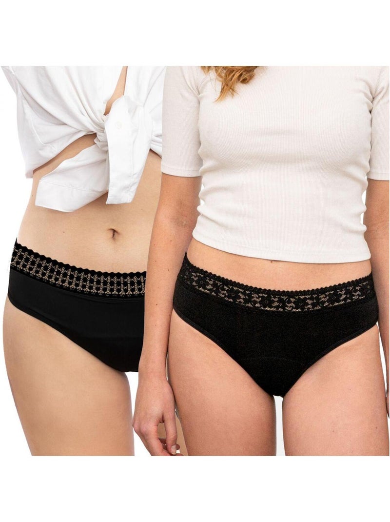 PACK DE 2 SECURE SHORTY MICRO ET SHORTY COTON BIO POUR FLUX   - Gérard Pasquier Noir Noir - Kiabi