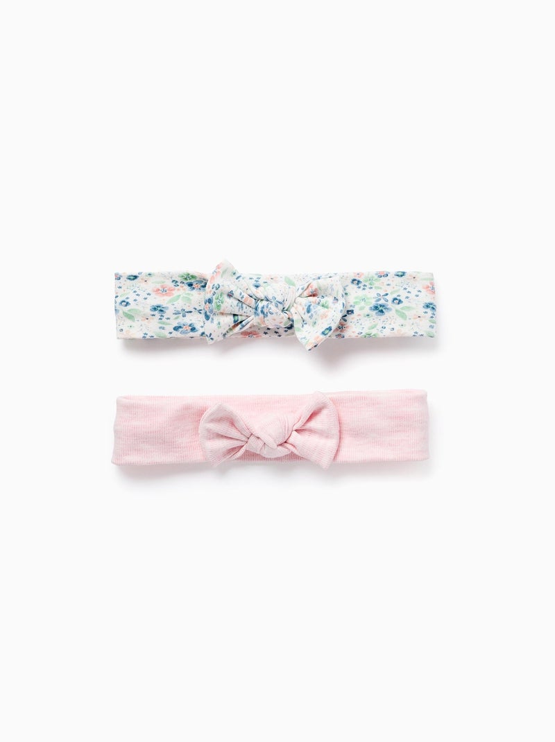 Pack de 2 Serre-Tête Floral/Uni Rose clair - Kiabi