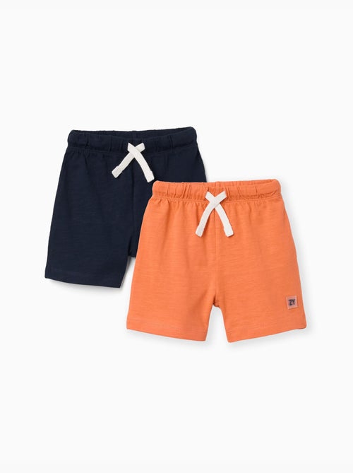 Pack de 2 shorts en coton avec cordon de serrage - Kiabi