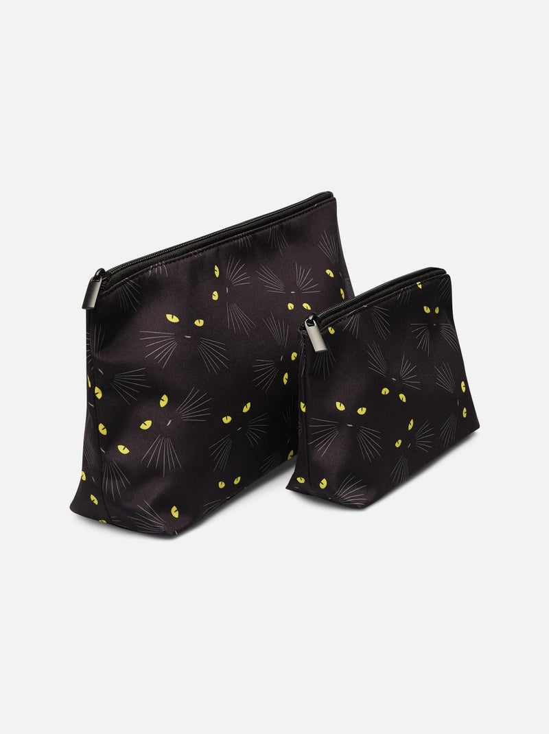 Pack de 2 Trousses de Toilette Dedoles Yeux de Chat Gris Noir - Kiabi