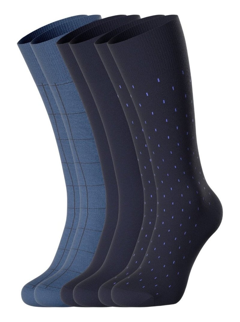 Pack de 3 paires de chaussettes hommes unie et rayée Bleu - Kiabi