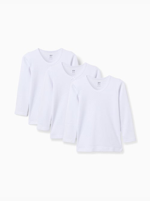 Pack de 3 T-shirts en coton à manches longues - Kiabi