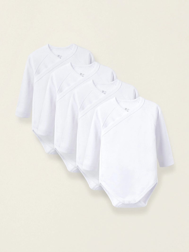 Pack de 4 Bodies en Coton Peigné Blanc - Kiabi